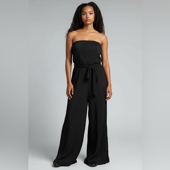 cosmic beauty Pants - Cosmic Beauty Chic Black Strapless Jumpsuit Large